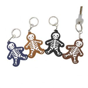 Rustic Funny Skeleton <b>Keychain</b> PU Leather Helloween <b>Keychain</b> Charm Lucky Keyring - Product Image 1