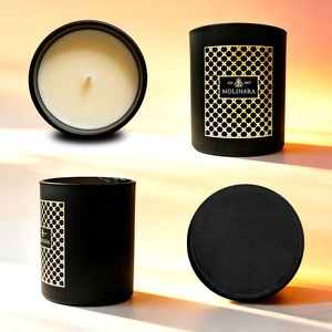 Pot à bougie FENGJUN en verre givré mat avec couvercle en bois, récipient d'aromathérapie de luxe au design moderne pour salon, chambre et spa - Product Image 1