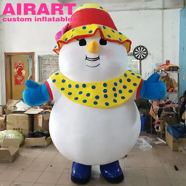 Fantasia de personagem de boneco de neve, fantasia de mascote, homem de neve, traje de mascote