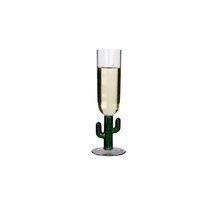 Großhandel benutzer definierte handgemachte 400ml kaktus förmige Stiel Wein Margarita Gläser grün gefärbte Cocktail Glas Tasse für Bier Hochzeits geschenk