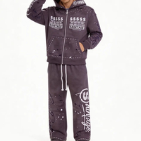 Sweat à capuche zippé sportif épais 550G pour homme, coupe ample, 100% coton, personnalisable avec broderie de lettres et strass, collection Printemps