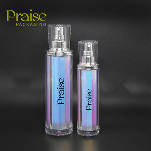 Botella acrílica redonda de iridiscencia, envase de Tóner vacío de plástico liso, con etiqueta privada personalizada, 50ml/100ml - Product Image 1