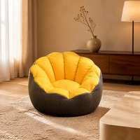 Chaise longue d'extérieur jaune, design coquille anthracite, capitonnée en forme de pétale, pour patio et véranda, vente en gros, directement de l'usine