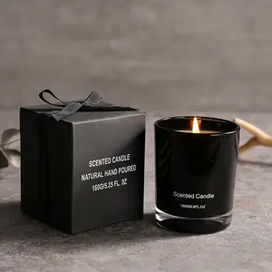 Factory stock black glass scented candles paper box