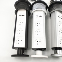 Prise de courant israélienne 90 mm, prise escamotable intégrée au comptoir, avec 3 prises de courant et 2 chargeurs USB, pour la maison, l'îlot, le bureau