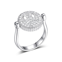 Bague en argent sterling 925 fin, réversible, avec visage pleurant, tendance, niche, haut de gamme, zircon, argent pur S925, pour femmes, ne se décolore pas