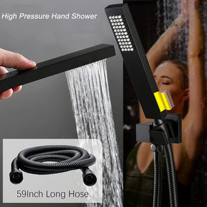 HOMEDEC Système <span class=keywords><strong>de</strong></span> <span class=keywords><strong>Douche</strong></span> Double en Laiton Noir 6 Jets Pluie Couverture Complète du Corps Massage <span class=keywords><strong>Barre</strong></span> Coulissante Céramique Brossée Fixation Murale - Product Image 3