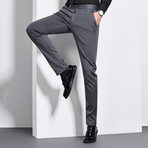 Vente chaude pantalons formels pour hommes pantalons pantalons extensibles haut de gamme en tissu mince non repassé - Product Image 3