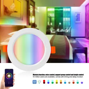 Plafonnier intensif <span class=keywords><strong>Led</strong></span> RGBW rond à intensité modulable, 7W, télécommande infrarouge, luminaire <span class=keywords><strong>de</strong></span> plafond encastré multicolore, change <span class=keywords><strong>de</strong></span> couleur, pour la <span class=keywords><strong>salle</strong></span> <span class=keywords><strong>de</strong></span> <span class=keywords><strong>bain</strong></span> ou la maison - Product Image 1