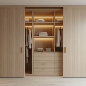 ตู้เสื้อผ้าแบบเปิดสีขาวเคลือบเงาสุดหรู ชุดเฟอร์นิเจอร์แบบโมดูลาร์ ตู้เสื้อผ้าแบบวอล์กอินสั่งทำพิเศษ พร้อมที่เก็บรองเท้าในตัว - Product Image 2