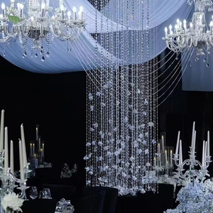 Decorazione del soffitto della sala per matrimoni rifiniti in acrilico pezzi appesi sfondo del palcoscenico di nozze oggetti di scena decorativi per tenda con perline - Product Image 2