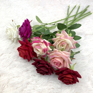 Velvet Rose Single <b>Stem</b> 49cm Wedding Home Decoration <b>Artificial</b> Flower Corner Arrangement - Product Image 3