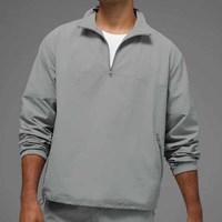 Veste coupe-vent légère en nylon pour homme, avec logo personnalisé OEM, tissage doux, fermeture éclair 1/4, coupe ample, avec poches zippées