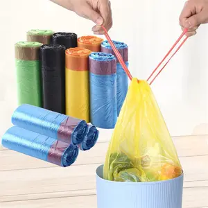 고품질 다채로운 일회용 PE 쓰레기 봉투 졸라매는 끈 휴지통 가방