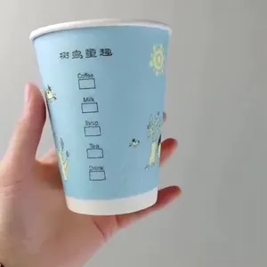 Copo de papel de parede ondulado biodegradável de 9 onças para café quente e bebidas quentes, copos de papel de espuma com isolamento térmico personalizados