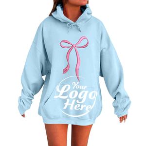 Sweats en molleton de base solide pour femmes Léger Preppy Graphic Hoodie Poches Pull à manches longues-Tissu éponge pour l'hiver - Product Image 1