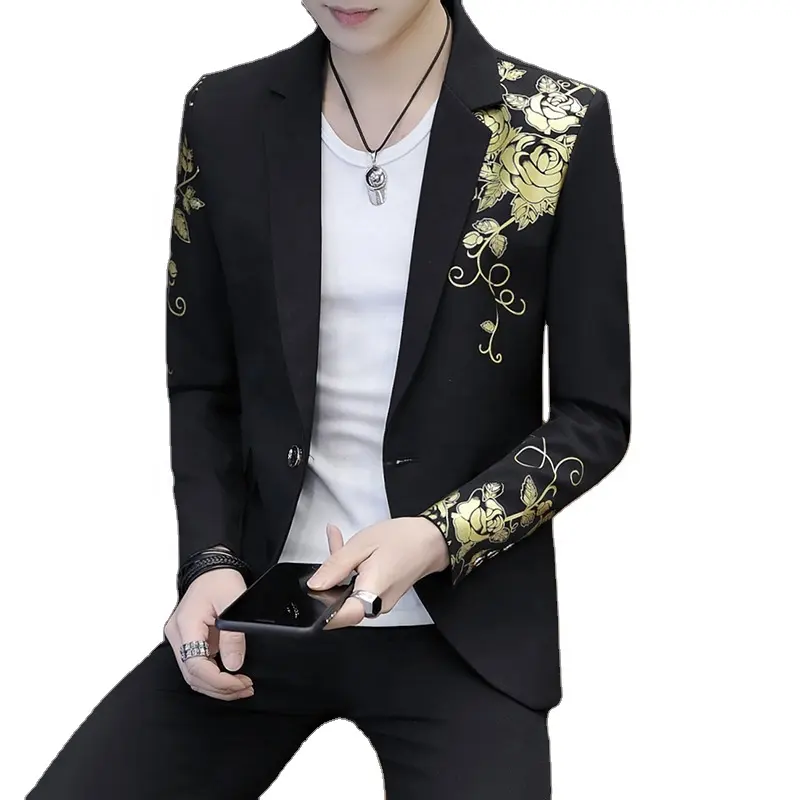 Herren anzug Nacht Show dünner Mantel Koreanischer Print Trend kleiner Anzug Friseur schlanker Mantel