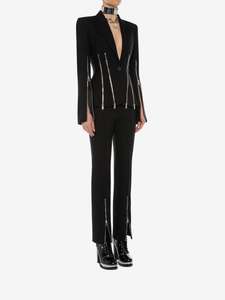 A3404 Autunno Inverno Nero Delle Donne del Club di Usura A Due Pezzi Mutanda Set Con Zip Di Lusso Top A Manica Lunga <span class=keywords><strong>Elegante</strong></span> 2pccs delle donne Del Vestito - Product Image 2