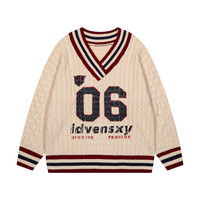 Faible MOQ – Nouveau pull tricoté rétro pour homme avec logo frontal et décoration vintage – Service de fabrication sur mesure