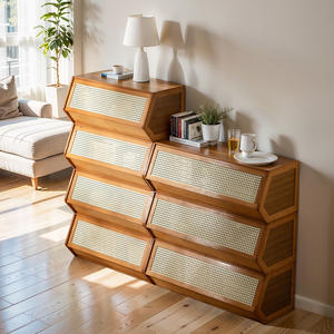 Mueble Modular de Almacenamiento con Paneles de Ratán para Sala de Estar, Dormitorio, Uso Doméstico, 5 Cajones, Mueble Versátil - Product Image 1