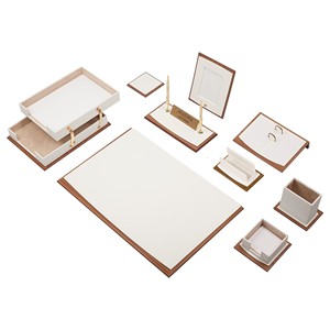 Juego de Escritorio de Cuero y Madera de Lujo Star de 11 Piezas con Bandeja Doble para Documentos, Accesorios de Oficina para una Organización Eficiente del Escritorio - Product Image 1
