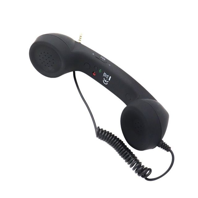 Vintage Retro Telephone Handset with Radiation Protection, Type-C & 3.5mm Jack for Smartphones