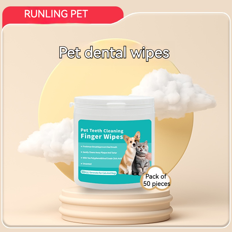 Lingettes de nettoyage pour dents d'animaux (50 pièces) 1 boîte