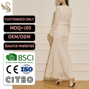 Conjunto de Diseño Personalizado para Mujer: Top de Encaje Floral con Mangas Abullonadas y Falda de Sirena con Vuelo - <span class=keywords><strong>Colección</strong></span> Boutique OEM - Product Image 2