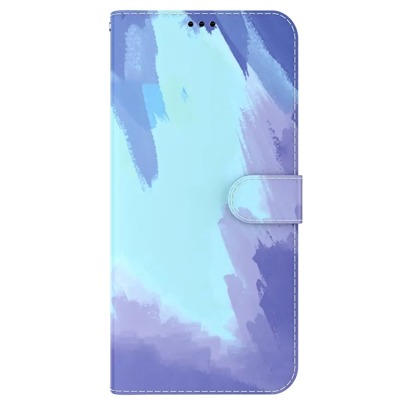 Funda protectora de cuero con tapa para Samsung Galaxy A54, 5G, con patrón de acuarela, con ranuras para tarjetas y billetera