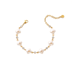 Pulsera de Moda con Cuentas, Acero Inoxidable 316L, Baño de Oro PVD, Diseño de Perlas Blancas, Accesorio de Joyería para Mujer - Product Image 2