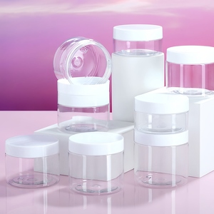 Pots cosmétiques transparents en PS/PET de 68, 80, 100, 120, 140, 150, 180 ml et 200 ml (8 oz) avec couvercles noirs pour crèmes et gommages corporels - Product Image 3