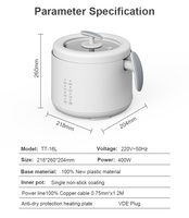 Mini-cuiseur à riz intelligent 600W, 1,6L, cuve intérieure en alliage d'aluminium, contrôle tactile numérique, écran LED, 6 programmes prédéfinis, directement de l'usine