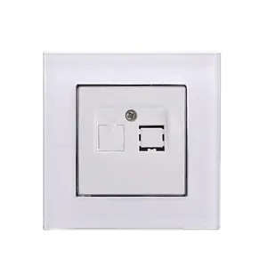 CE Certification Hot Selling Household Electrical Surface Accessories Glass Frame Wall CAT3 1 Gang Data Socket For Home