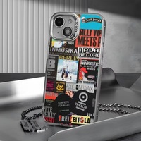 Étui de téléphone rétro en TPU Huabei pour 16 Pro Max/15 Pro/14 avec poignée de téléphone, style Ins, antichoc