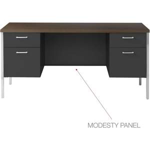 Alera ALESD6024BM Credenza de acero con doble pedestal, 60w x 24d x 29-1/2h, escritorios de oficina en nogal/negro - Product Image 2