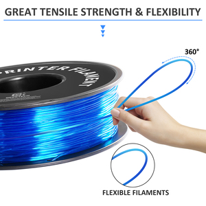 Filament d'impression 3D <span class=keywords><strong>TPU</strong></span> bleu transparent avancé <span class=keywords><strong>GEEETECH</strong></span> 1,75 mm 1 kg pour composants élastiques de précision - Product Image 3