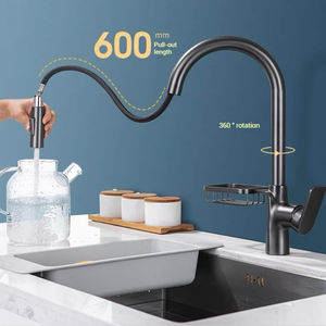 Robinet de cuisine moderne à poignée unique avec douchette extractible et rotation à 360 degrés, conception durable à 2 trous pour <span class=keywords><strong>eau</strong></span> chaude et <span class=keywords><strong>froide</strong></span> - Product Image 2
