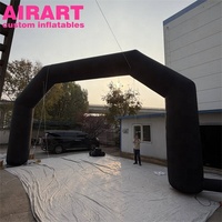 Arche de course gonflable noire personnalisable, arche de départ gonflable en tissu Oxford avec panneau de logo amovible pour les sports de plein air