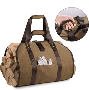 BSCI Custom grande borsa porta legna da ardere per caminetto in tela cerata pesante - Product Image 3