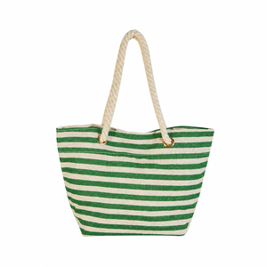 Bolso de Mano Grande Personalizado de Lona de Algodón con Asas de Cuerda, Resistente al Agua, Bordado, Moderno, para la Playa, Estilo Vestido para Mujer - Product Image 1