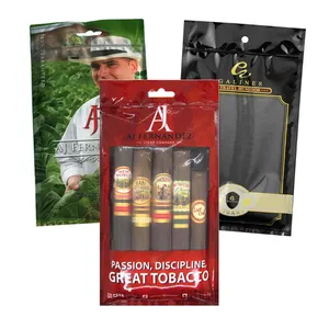 Custom 5~30 Cigars Printed Ziplock Travel Cigar Humidor Packaging Bags Cigar Humidified Plastic Pouches With Hydrating Layer