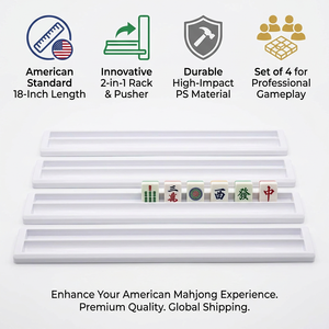 Juego de 4 Piezas de Soporte y Empujador de Mahjong Americano de Acrílico Transparente de 18 Pulgadas, Regla Transparente para Cartas de Mahjong con Varilla de Empuje, Estándar NMJL - Product Image 2