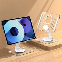 Support de tablette acrylique Transparent pour IPad Pro 2025 support de livre de lecture rotatif Support de bureau pliable Riser support de téléphone intelligent