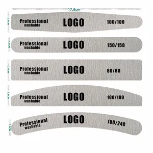 Personalizzato all'ingrosso a forma di diamante abrasivo zebra grigio 80/100/120/150/180/240/320 grana smeriglio lima per unghie logo personalizzato