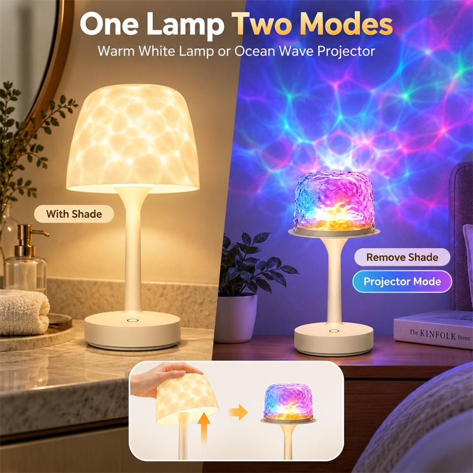 Portable Ocean Wave Projector Night Light RGB Touch Control ...
