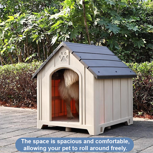 บ้านสุนัขขนาดใหญ่แบบกำหนดเอง สำหรับกลางแจ้ง ทำจากพลาสติกและโลหะ แข็งแรง พร้อมที่ทำความสะอาดที่ถอดออกได้ ลายสัตว์ ดีไซน์แบบวิลล่า - Product Image 1