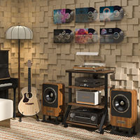 Support Audio HiFi sur Roulettes, Meuble Multimédia AV 4 Niveaux en MDF et Métal, pour Amplificateur, Enceinte, Platine Vinyle, Capacité Maximale 54KG, Noir+Marron