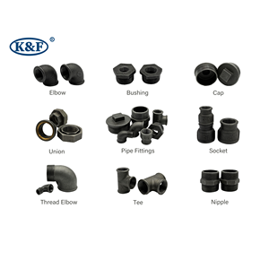 Kanaifu ổ cắm dễ uốn giảm khuỷu tay <span class=keywords><strong>Tee</strong></span> Nam Nữ Ren sắt lắp ống kẽm mạ Đen Phụ kiện ống sắt - Product Image 1