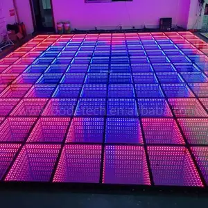 ألواح بلاط الرقص RGB بجودة عالية 50 سم ألواح زجاجية محمولة للديسكو والنوادي الليلية أضواء بارزة 3D مرآة مغناطيسية ليد لإنفانتيتي أرضيات الرقص