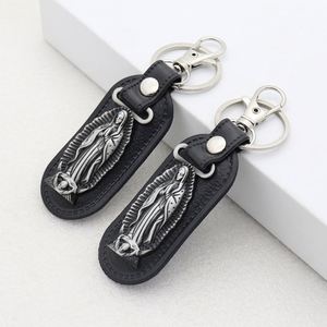 Wholesale Christian Retro Metal Keychain Cross Pendant Pu Leather <b>Car</b> Accessories Hanging Accessories <b>Car</b> Keychain Pendant - Product Image 1